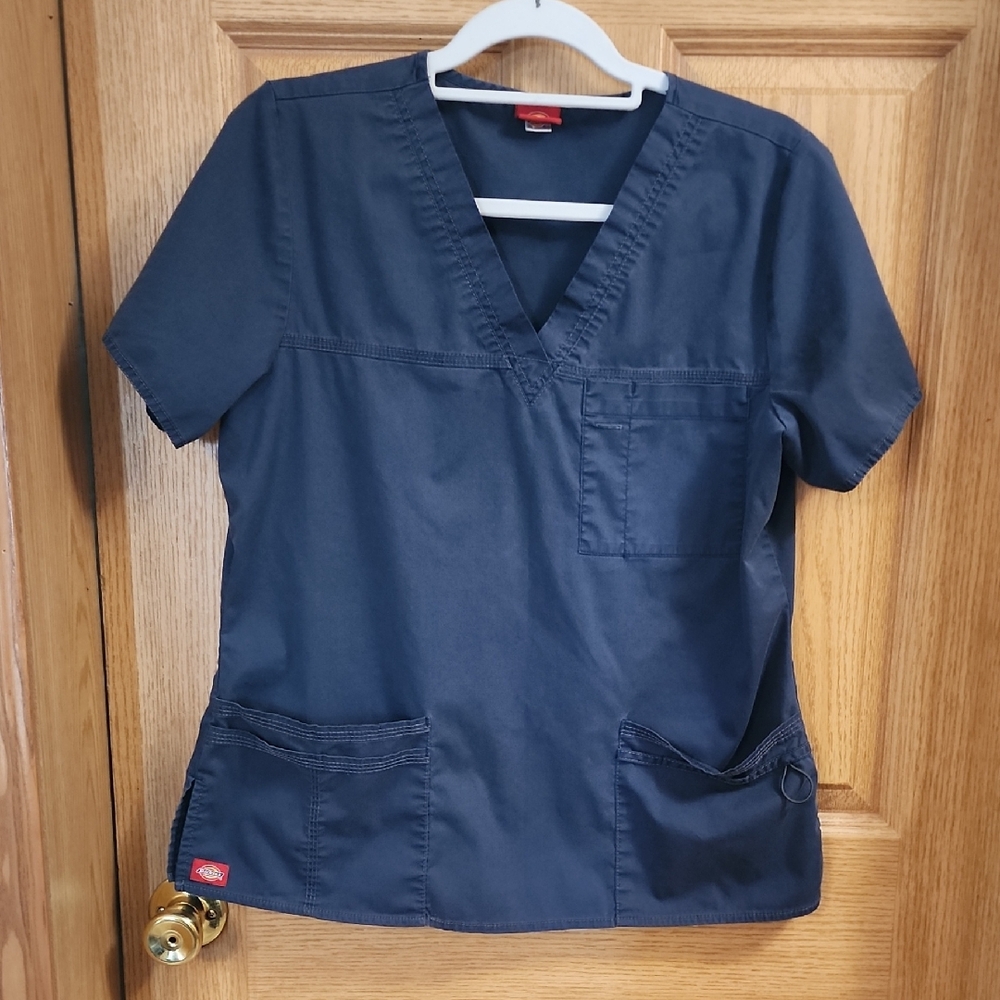 Dickies Charcoal V-Neck Scrub Top